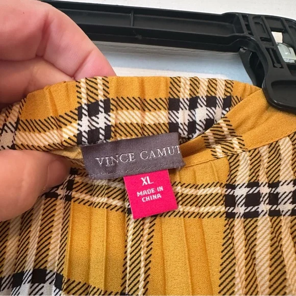 Vince Camuto Mustard Plaid A-Line Skirt - Picture 3 of 4